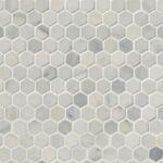 Arabescato Carrara 1inch Hexagon Honed in 12x12 mesh