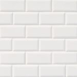 Domino White Glossy Subway Tile 2x4 Beveled